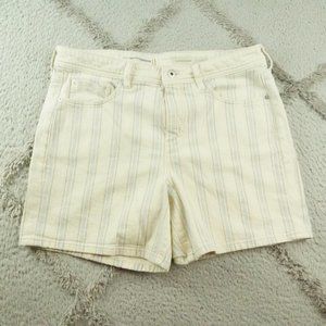 Anthropologie Overdye Striped Slim Boyfriend Shorts Womens 31 Floral Blue White